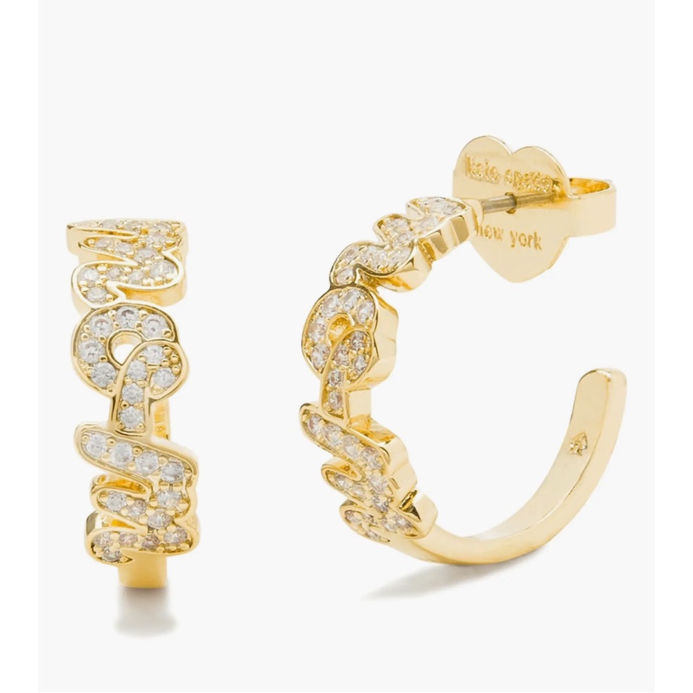 Kate Spade mom pavé cubic zirconia hoop earrings